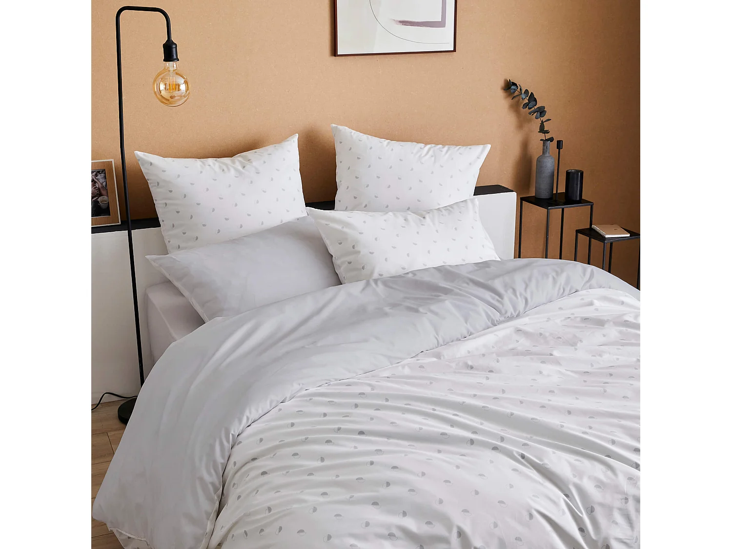 Parure de lit percale Alex nuage 200x200 cm - Tradilinge