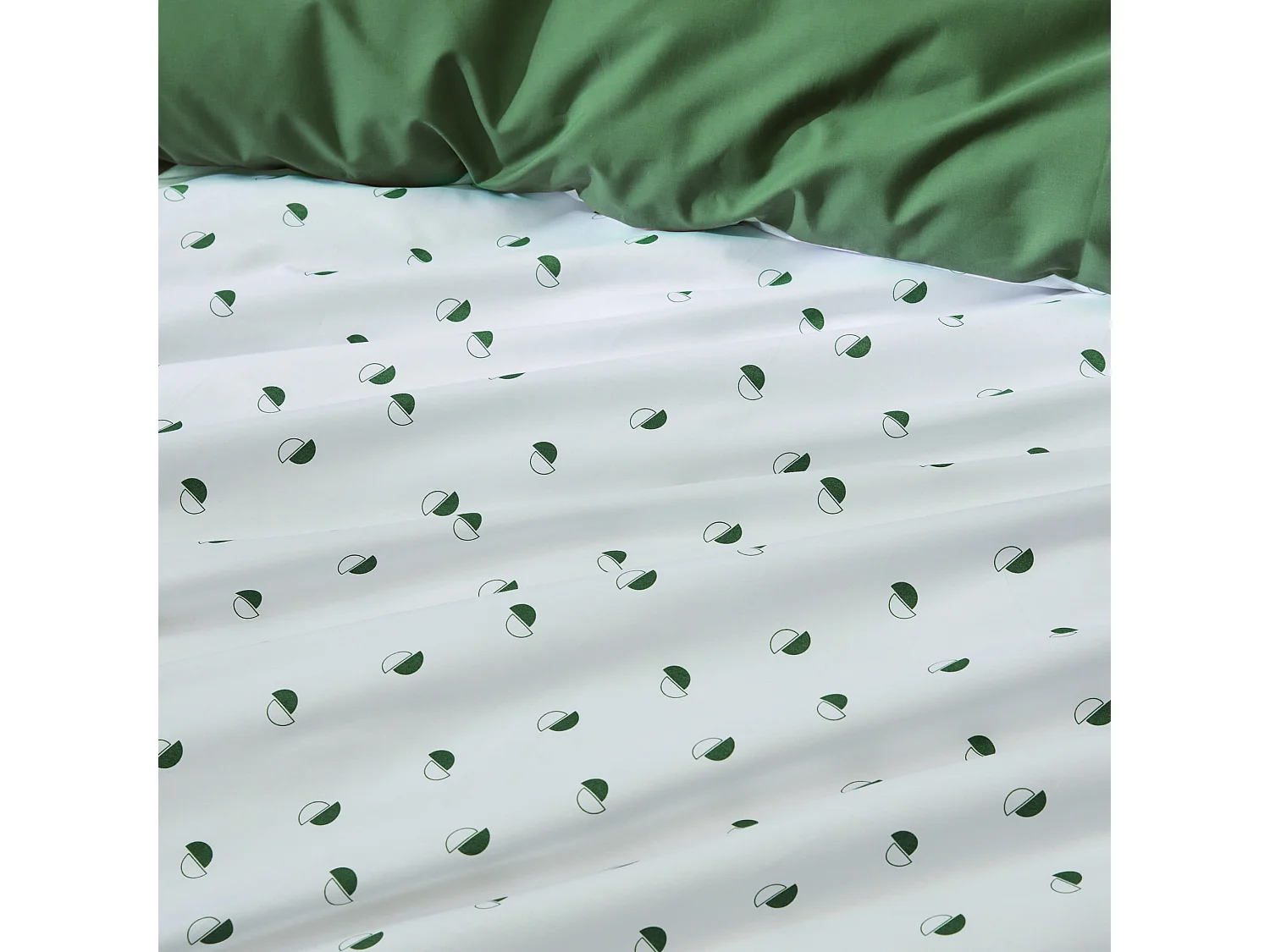 Parure de lit percale Alex kaki 140x200 cm - Tradilinge