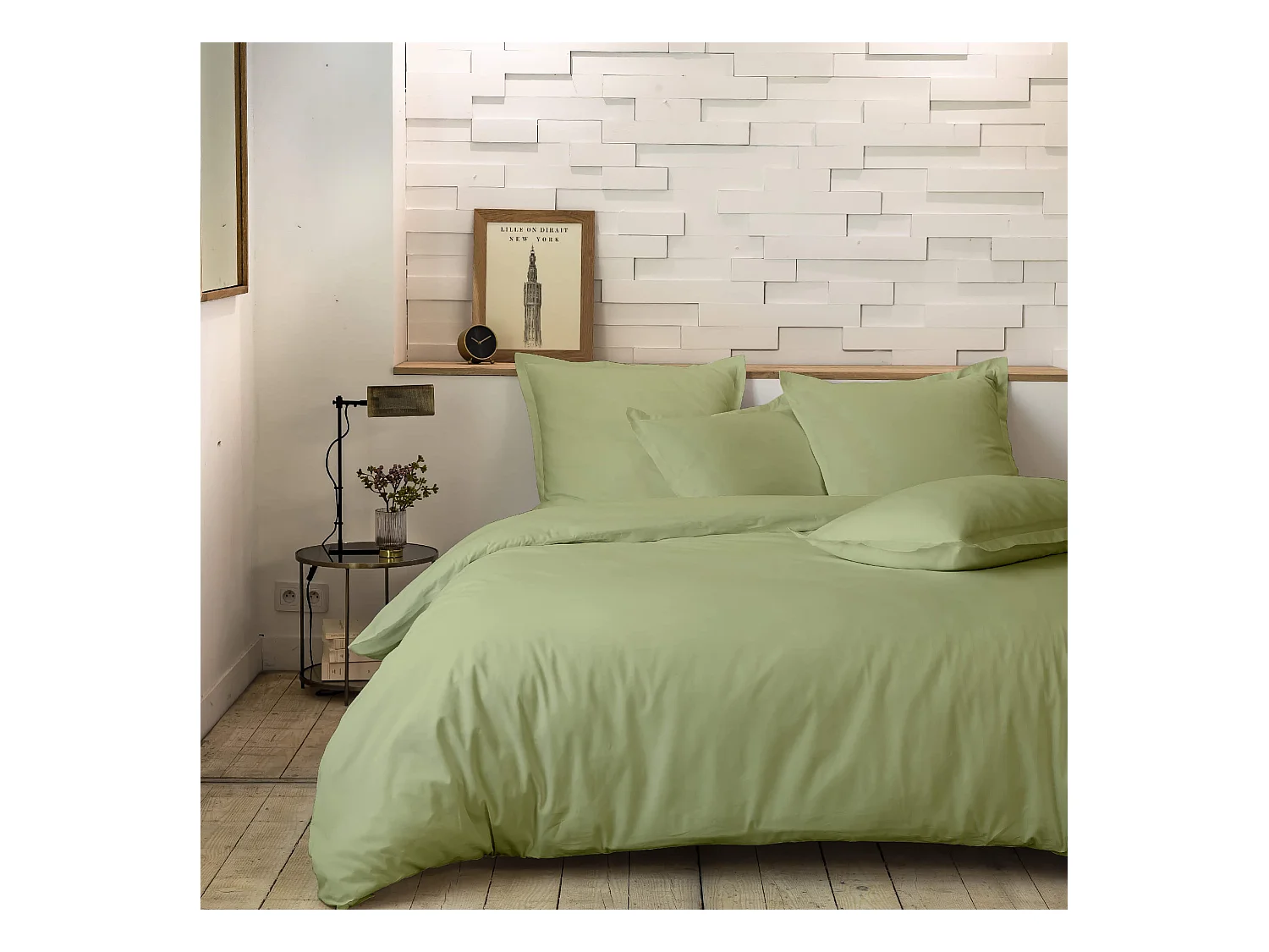 Parure de lit percale Sauge 240x220
