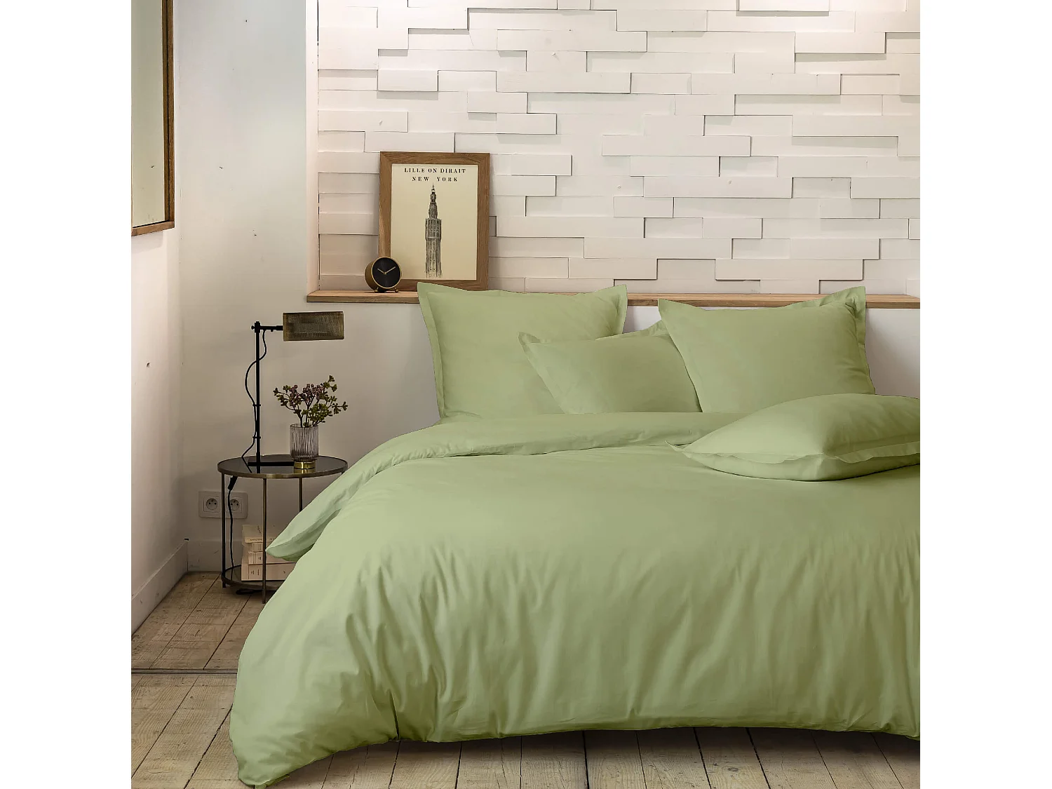 Parure de lit percale Sauge 240x220