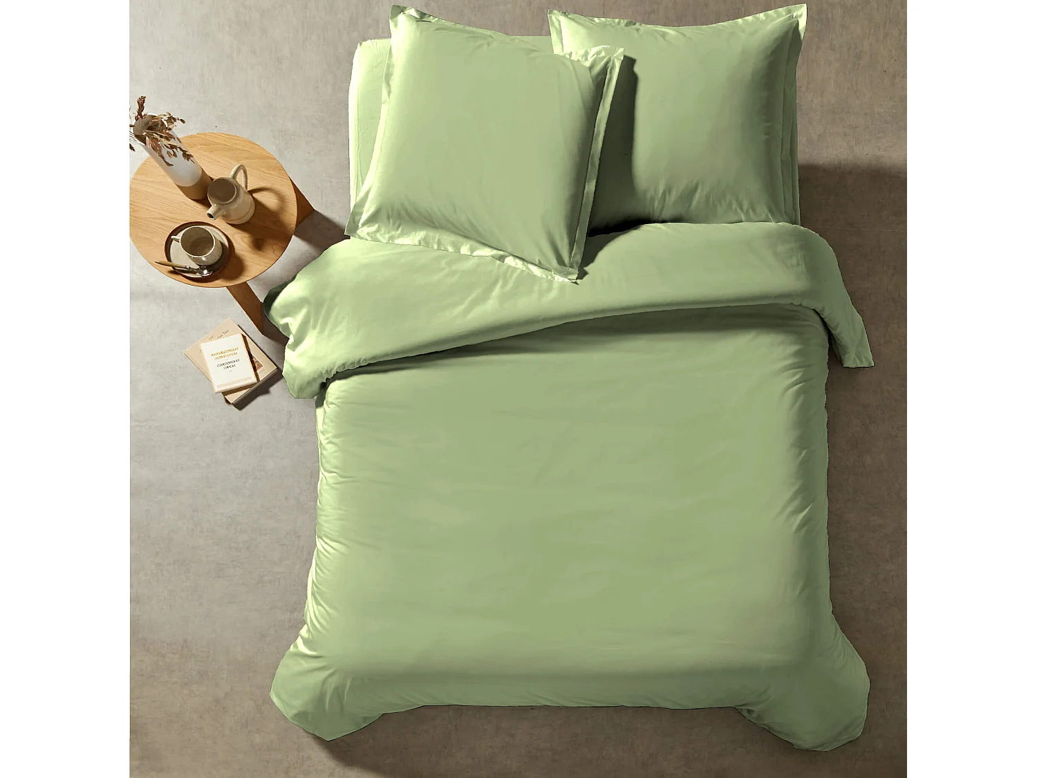 Parure de lit percale Sauge 240x220