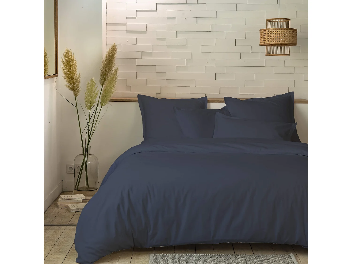 Parure de lit percale unie ombre 260x240 cm