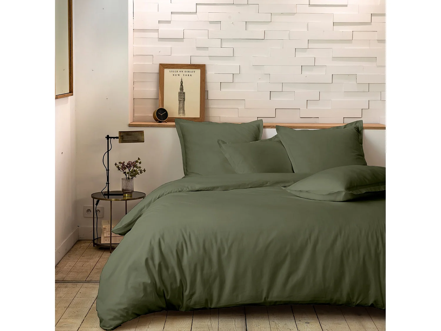 Parure de lit percale unie ombre 260x240 cm