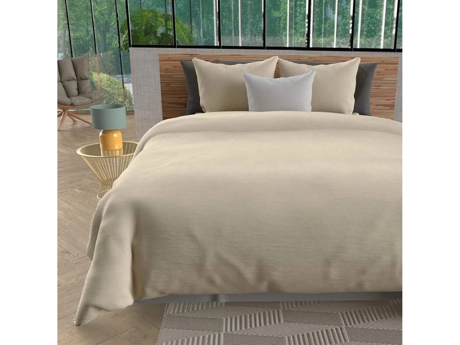 Set funda nórdica de microfibra lavada 240x220 cm BOHEME lino, por Intemporel