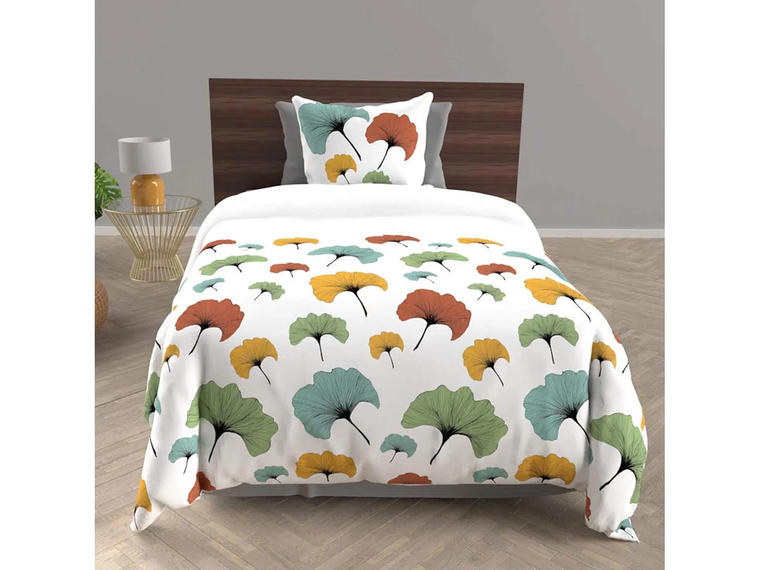 Parure de lit Ginkgo blanc 140x200 cm