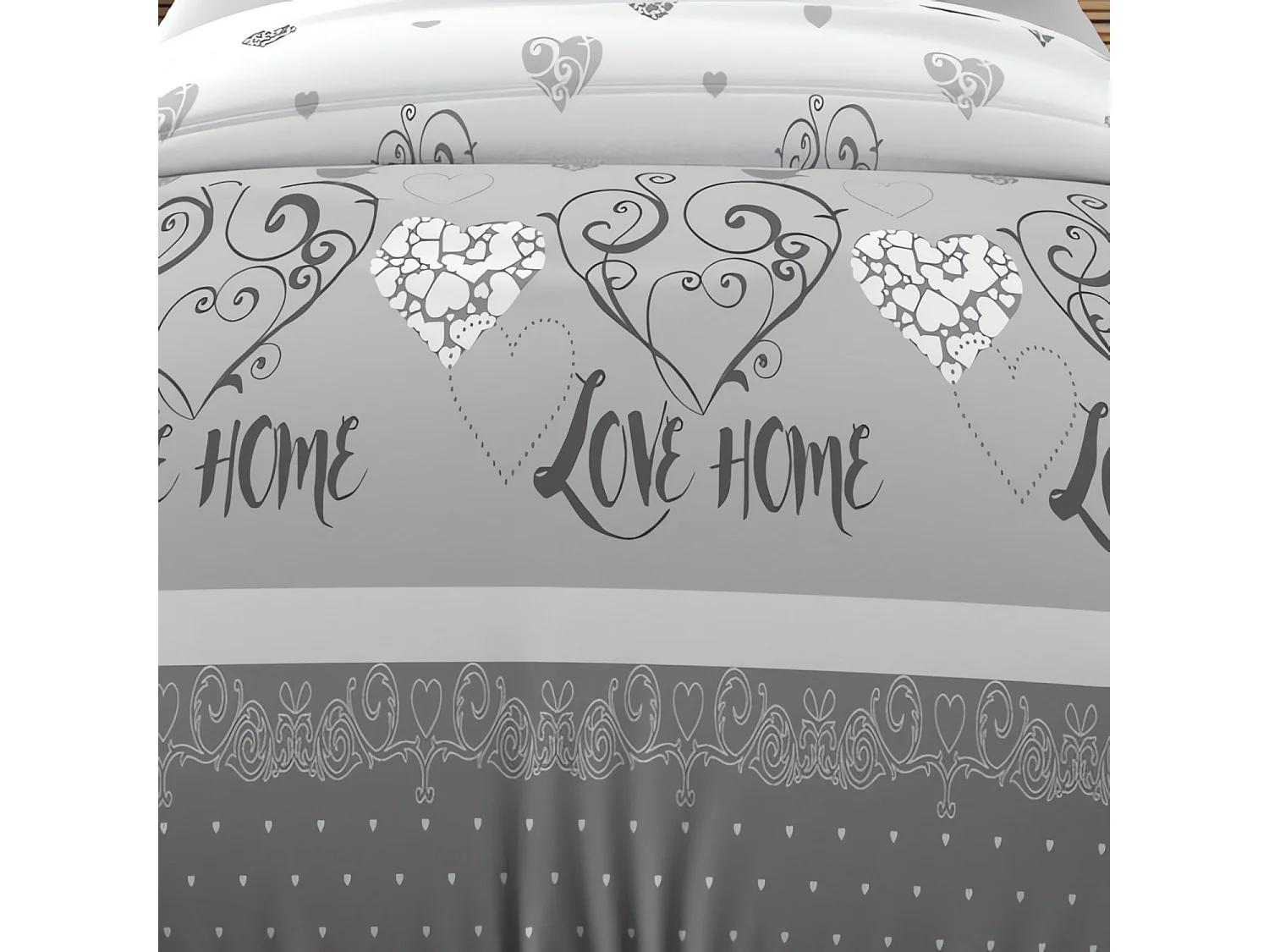 Set funda nórdica de algodón 57 hilos 140x200 cm Gris San Valentín