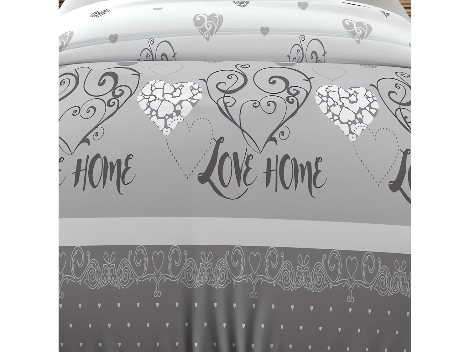 Set funda nórdica de algodón 57 hilos 140x200 cm Gris San Valentín