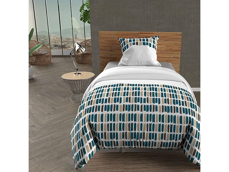 Set funda nórdica de algodón 57 hilos 140x200 cm FABIO azul