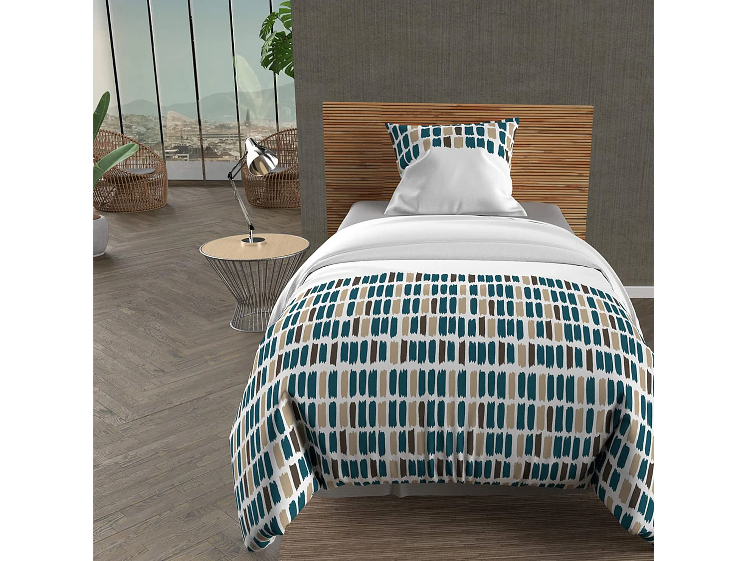 Parure de lit Fabio bleu 140x200 cm