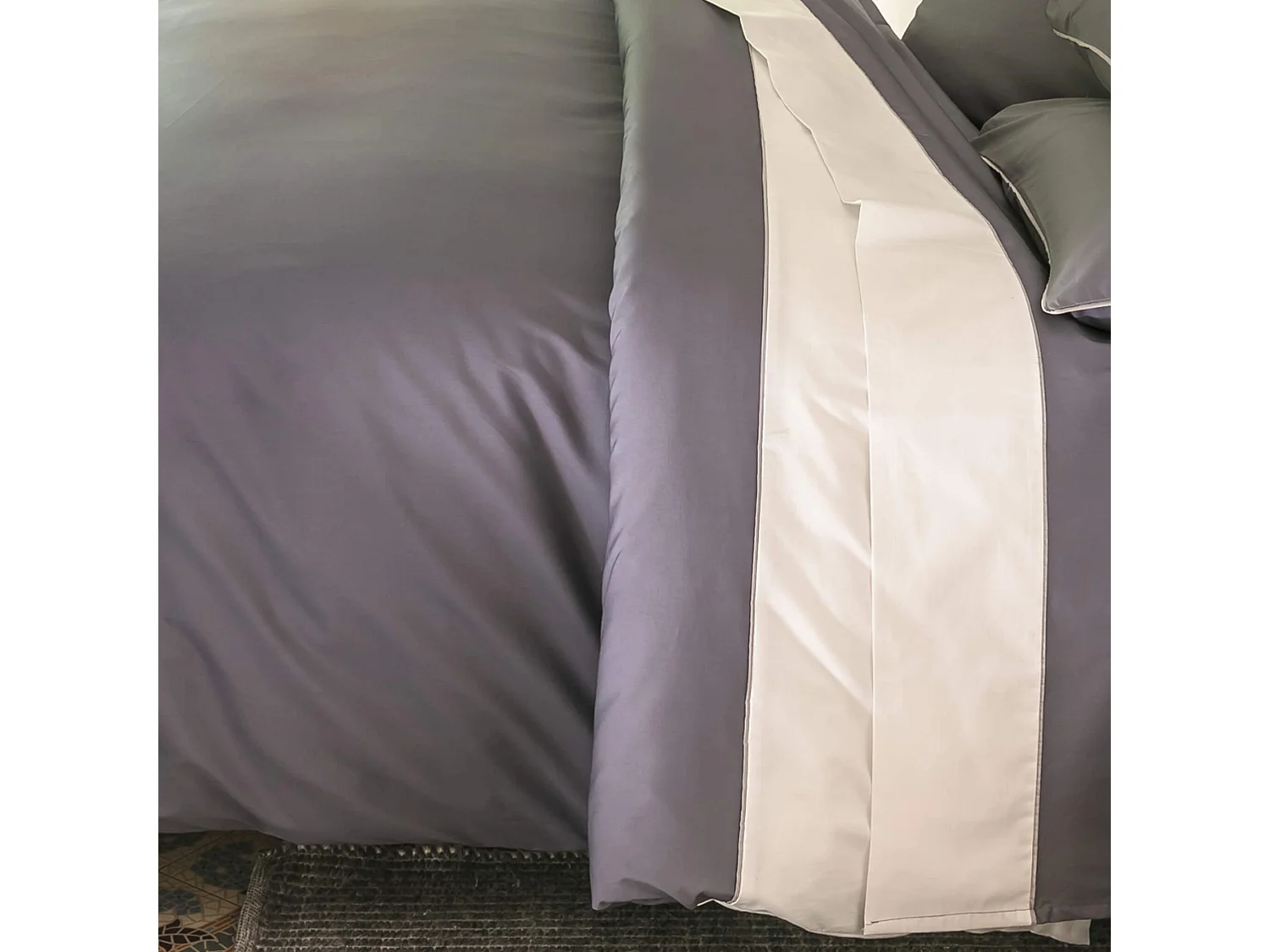 Parure de lit percale Sydney gris 260x240 cm