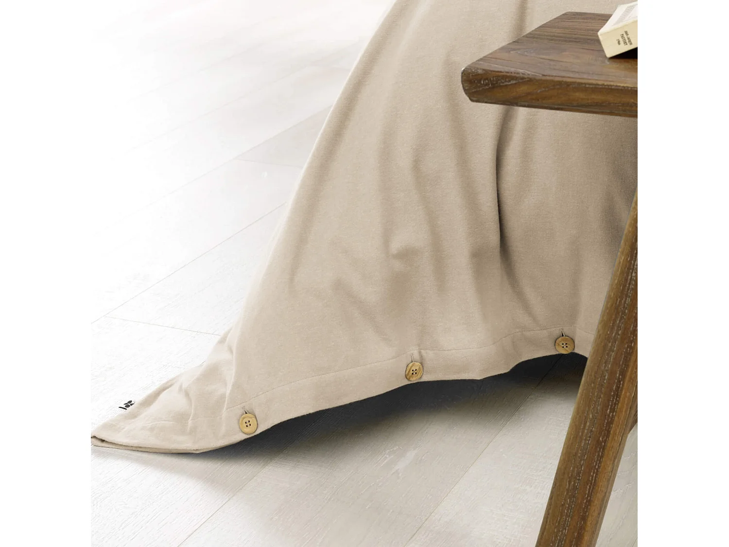 Parure de lit flanelle beige 240x220 cm