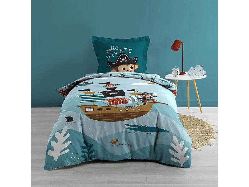 Parure de Lit 2 Pièces "Moussaillon" 140x200cm Bleu