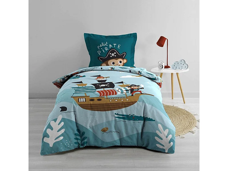 Parure de Lit 2 Pièces "Moussaillon" 140x200cm Bleu