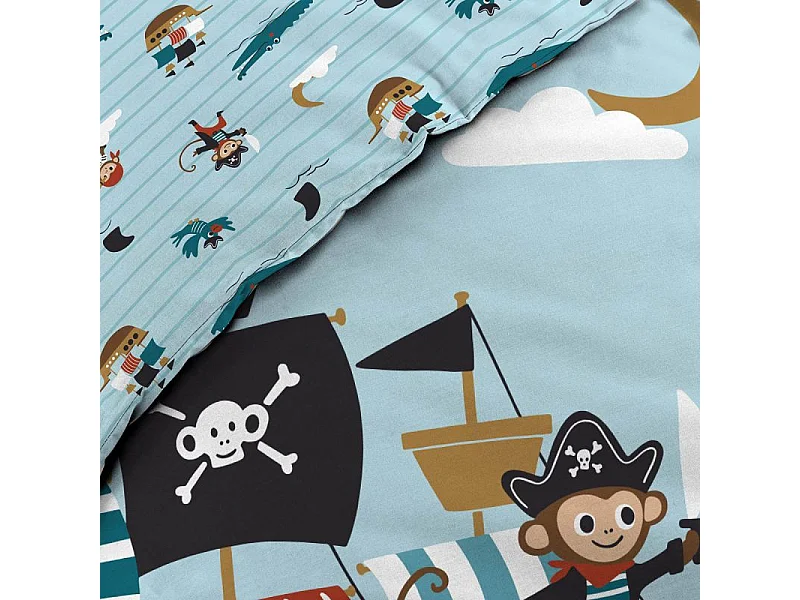 Parure de Lit 2 Pièces "Moussaillon" 140x200cm Bleu