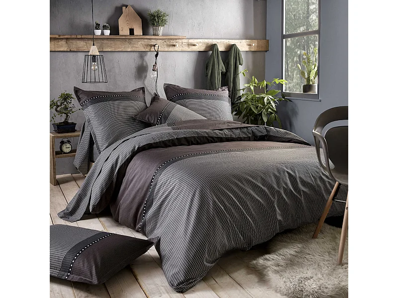 Parure de lit satin de coton Enzo Noir 260x240 cm - Tradilinge