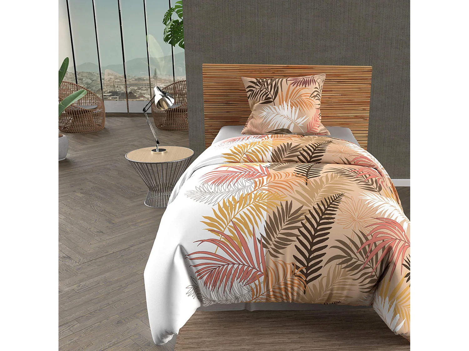 Parure de lit Jungle blanc 140x200 cm