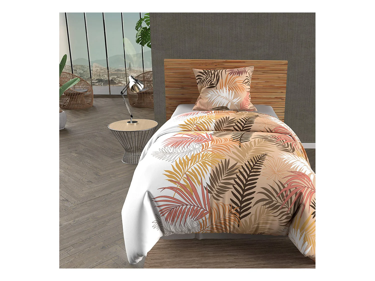 Parure de lit Jungle blanc 140x200 cm