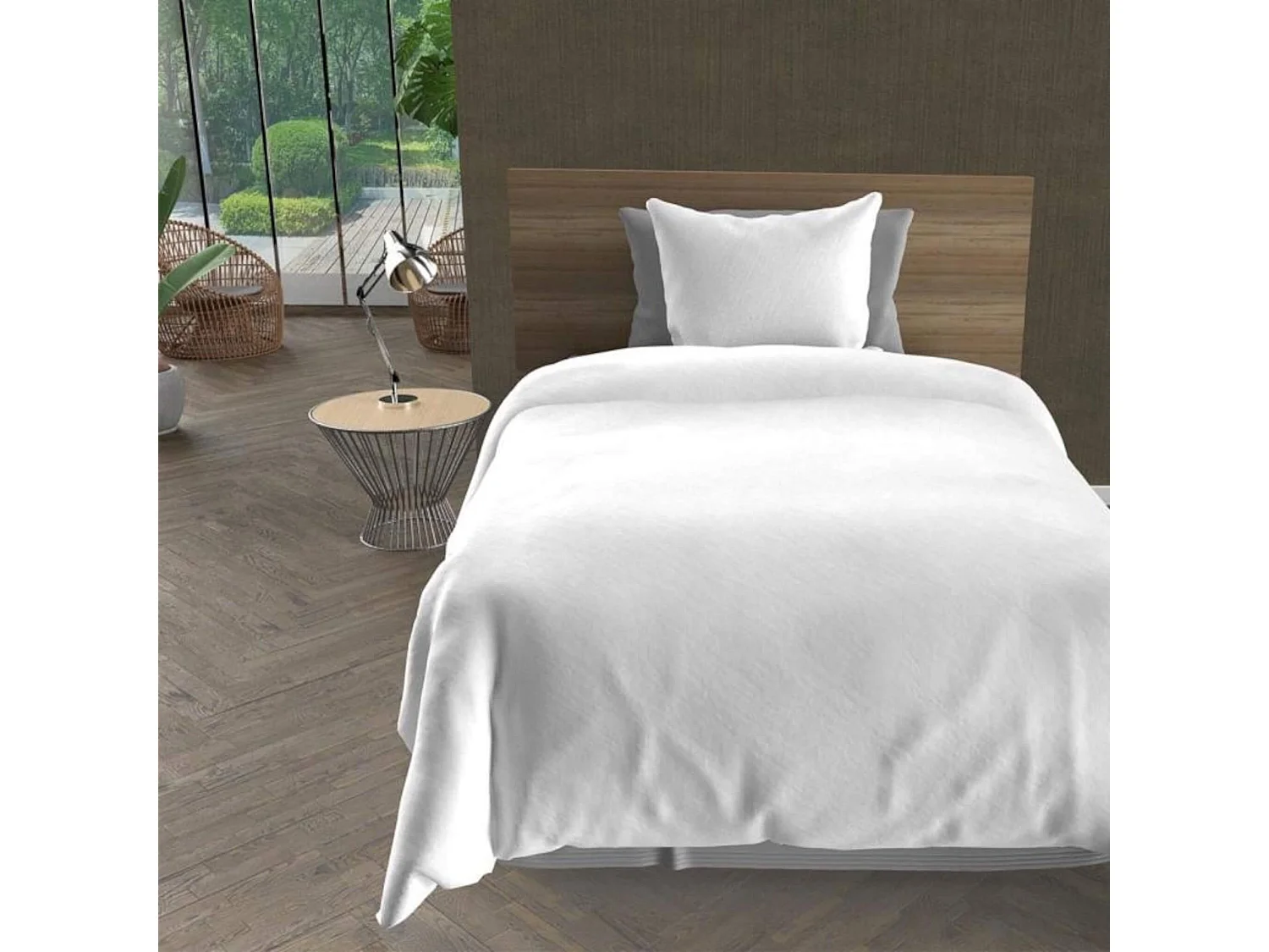 Parure de lit unie Bohème blanc 260x240 cm