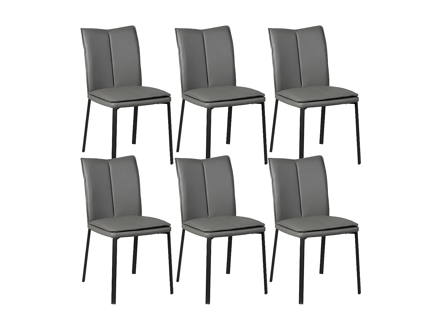 CALLUM - Lot de 6 Chaises Grises avec Sur-Coussin