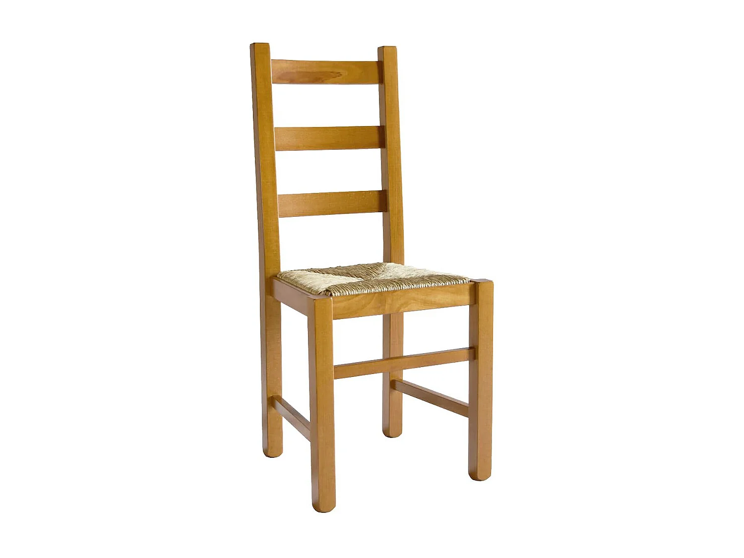 ORTA - Lot de 6 Chaises Teinté Chêne et Assises en Paille
