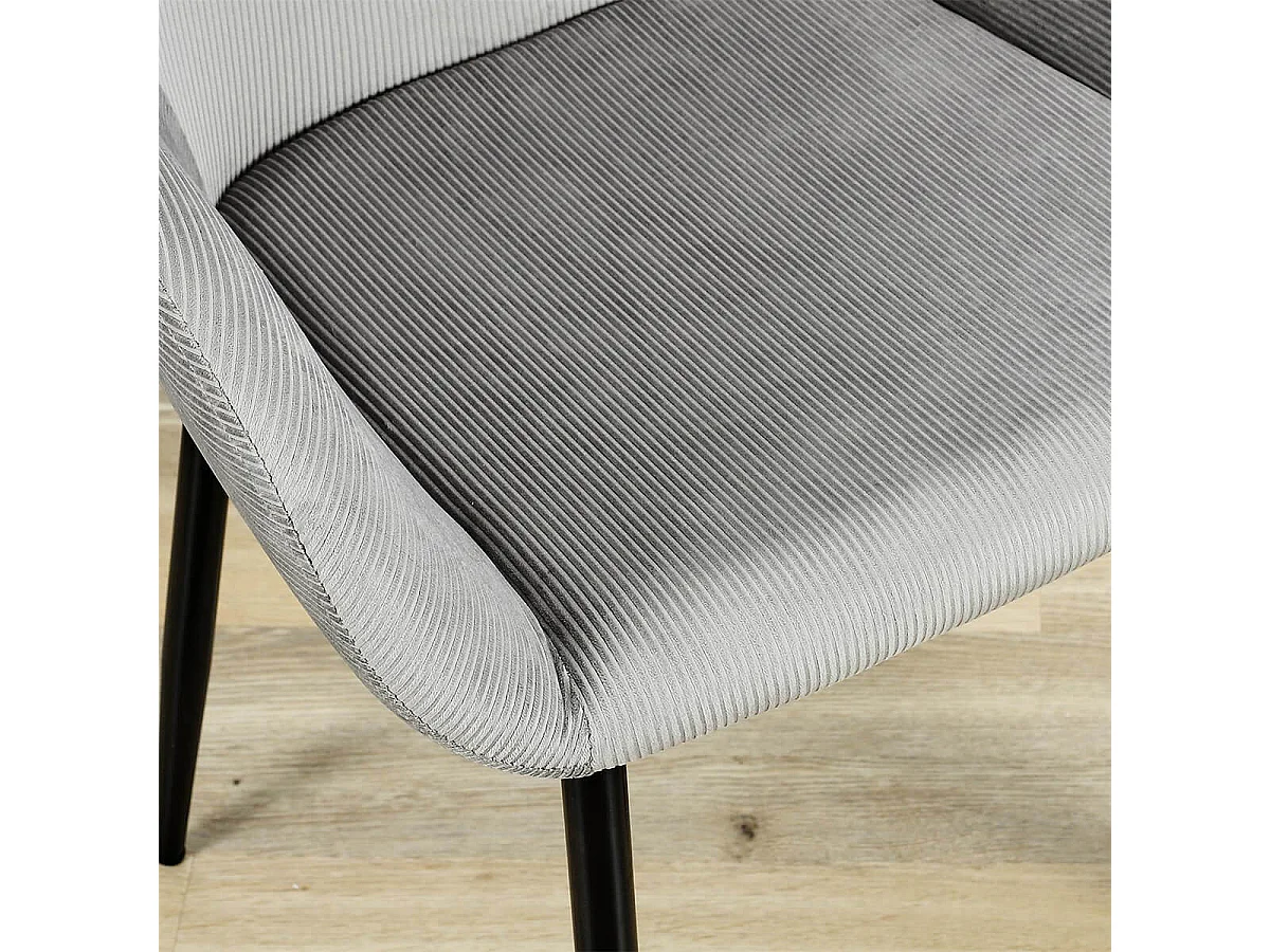 ALESSIA - Lot de 4 Fauteuils Velours Côtelé Gris