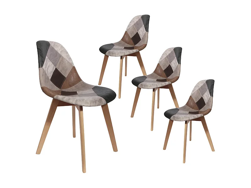 MELO - Lot de 4 Chaises Scandinaves Aspect Vieux Cuir