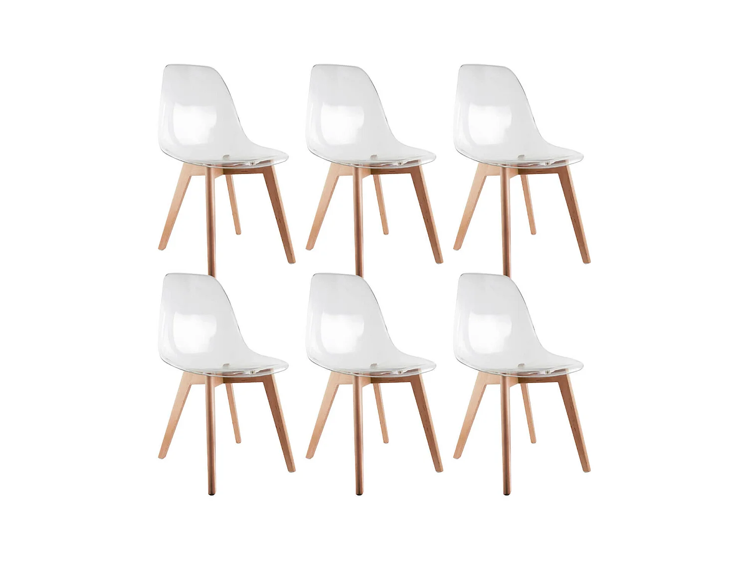 OKOA - Lot de 6 Chaises Transparentes