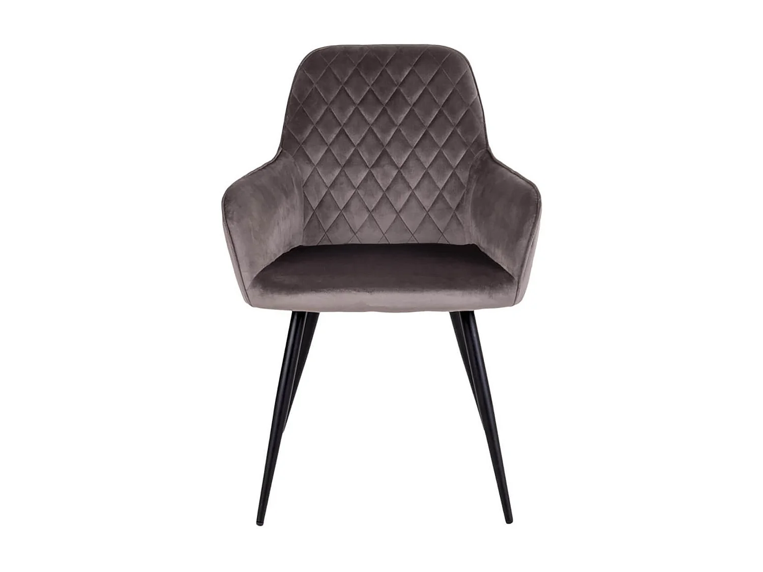 VIBY - Lot de 4 Fauteuils Velours Taupe et Piétement Acier Noir