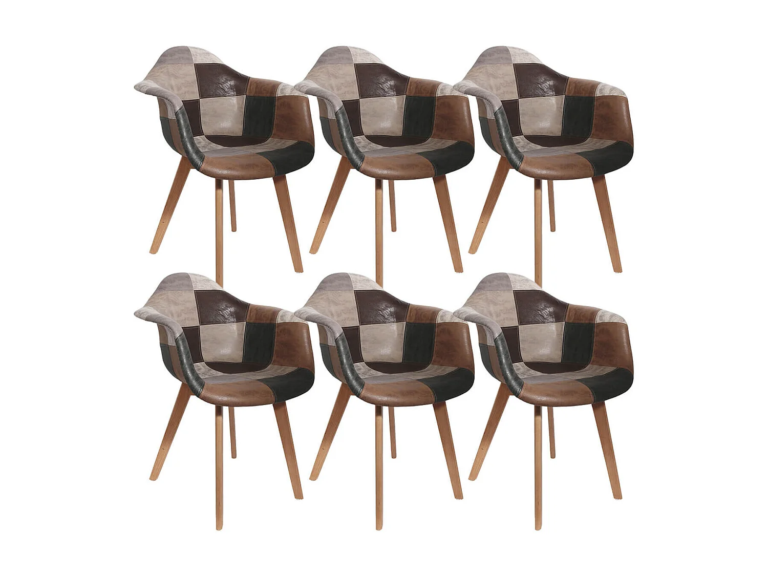 MELO - Lot de 6 Fauteuils Scandinaves Aspect Vieux Cuir