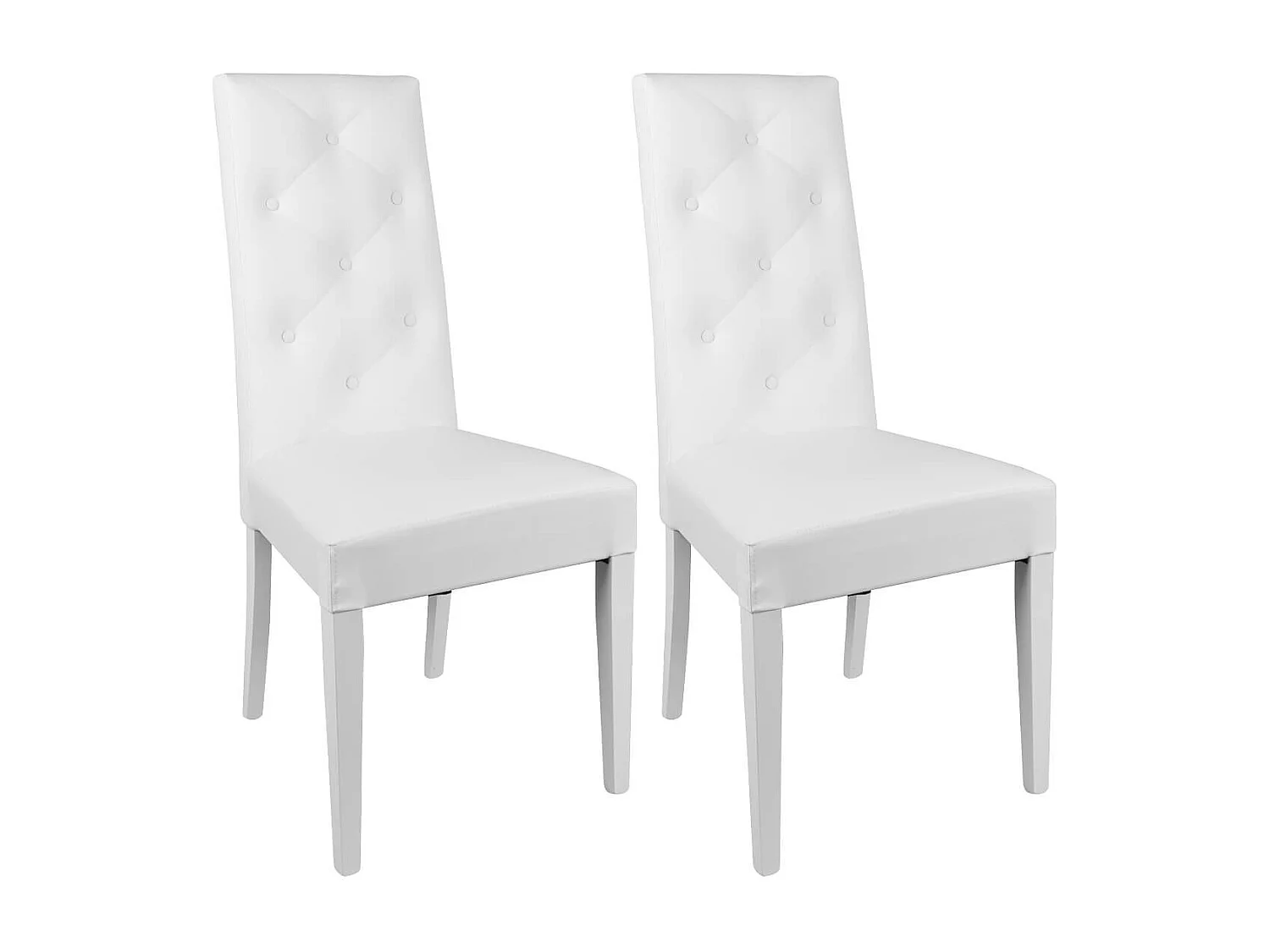 TREVI - Lot de 2 Chaises Simili Blanc et Pieds Laqués