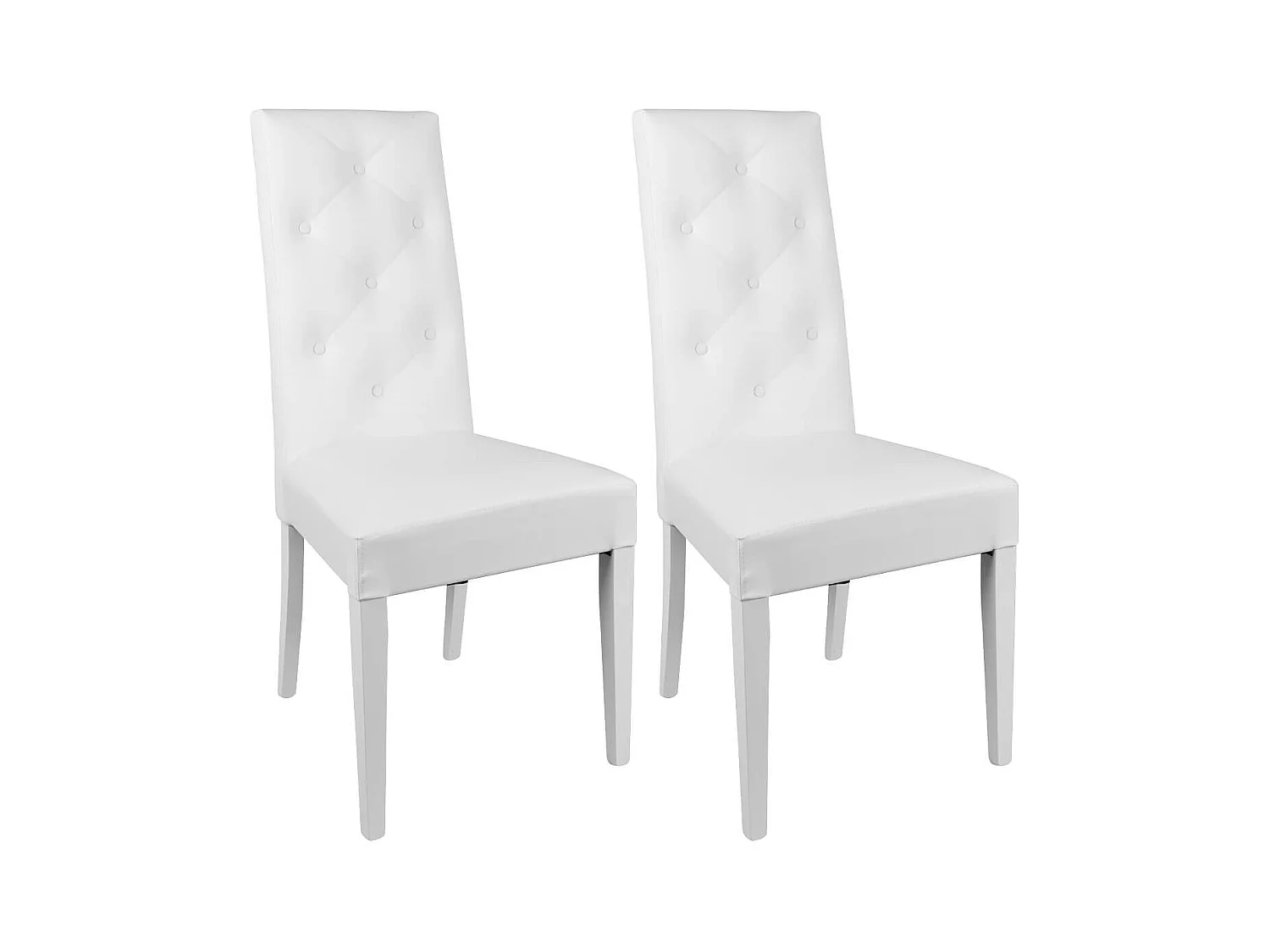 TREVI - Lot de 2 Chaises Simili Blanc et Pieds Laqués