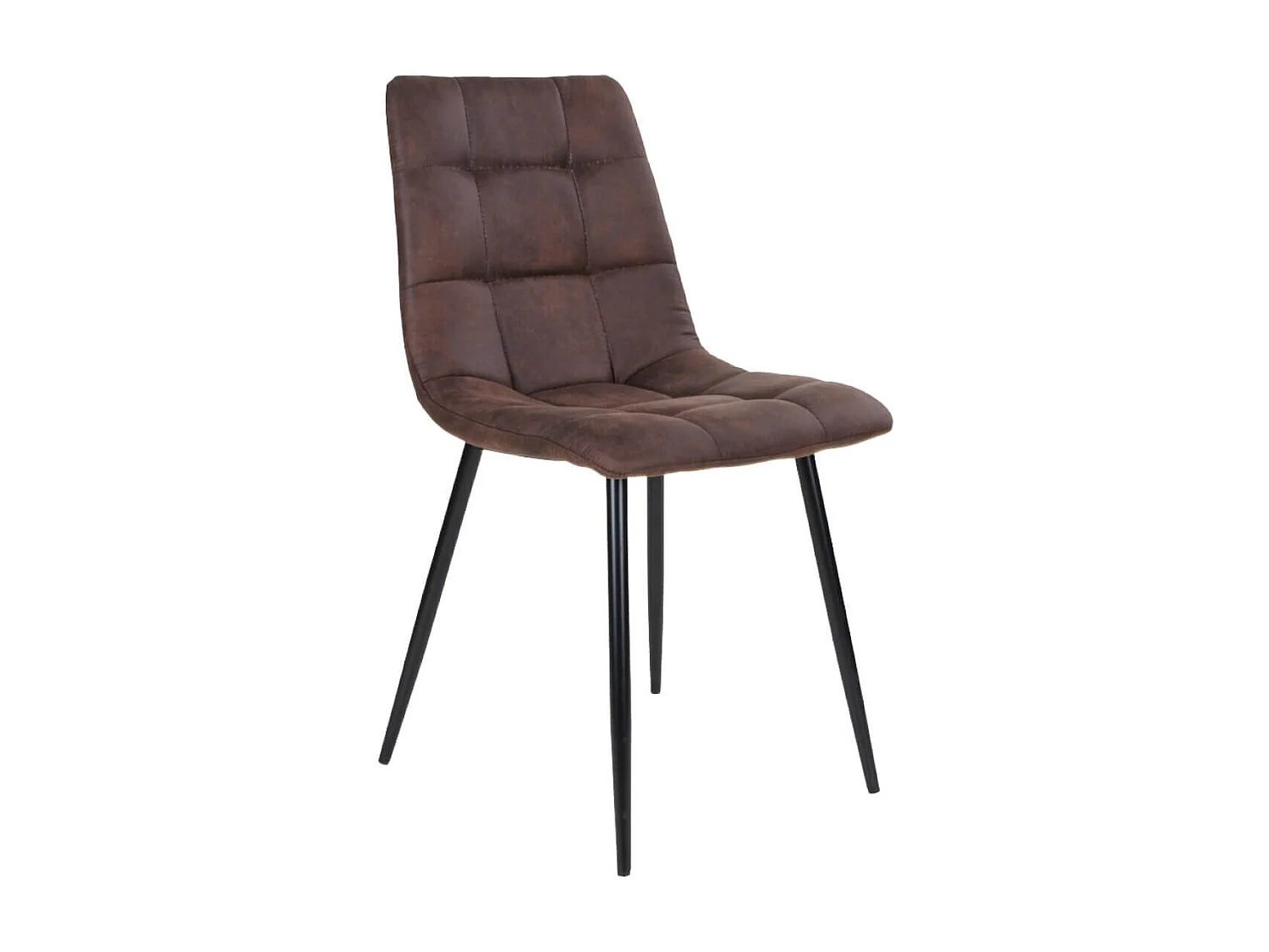 STRIB - Lot de 2 Chaises Tissu Marron Foncé et Piétement Acier