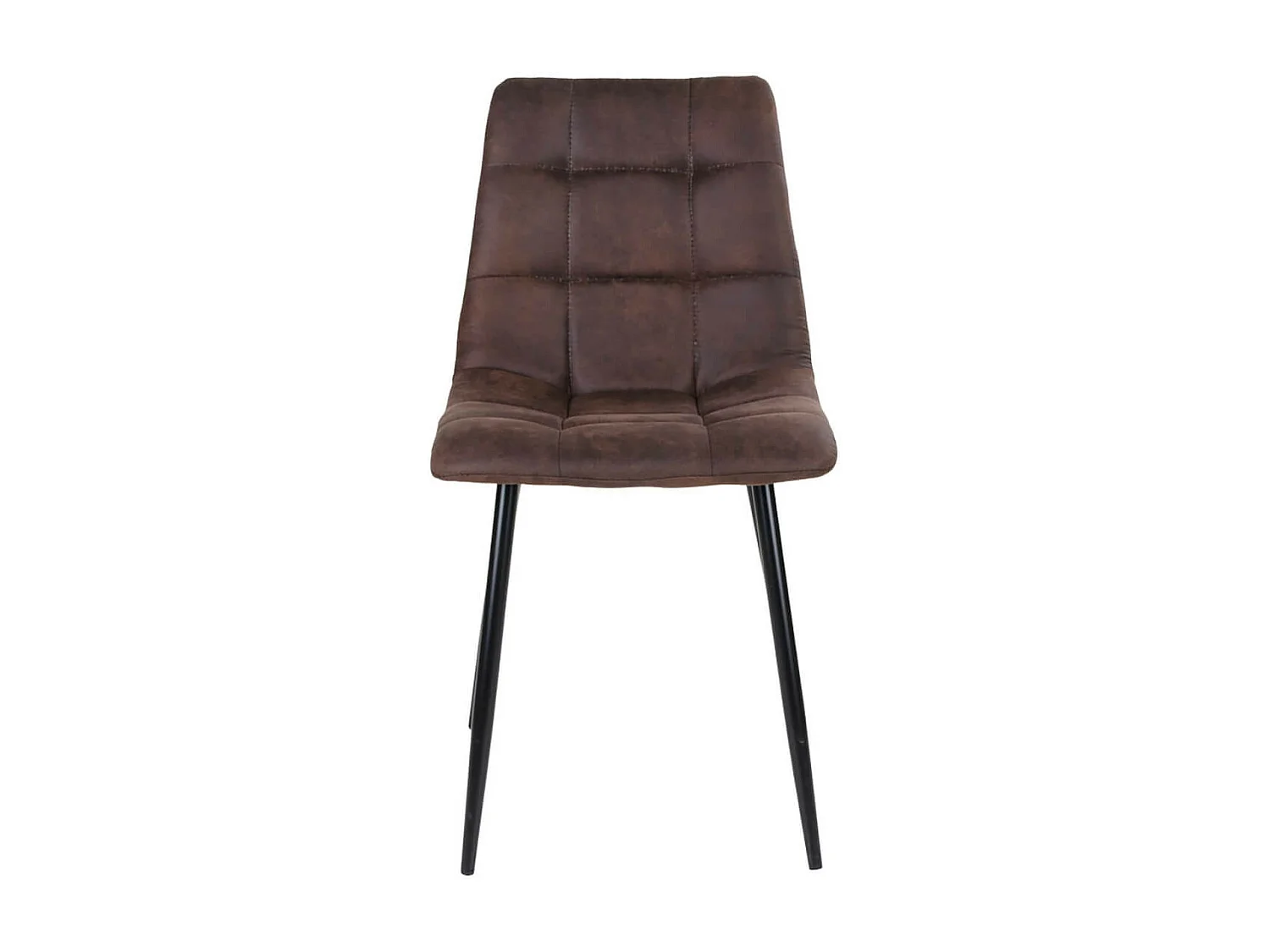 STRIB - Lot de 2 Chaises Tissu Marron Foncé et Piétement Acier