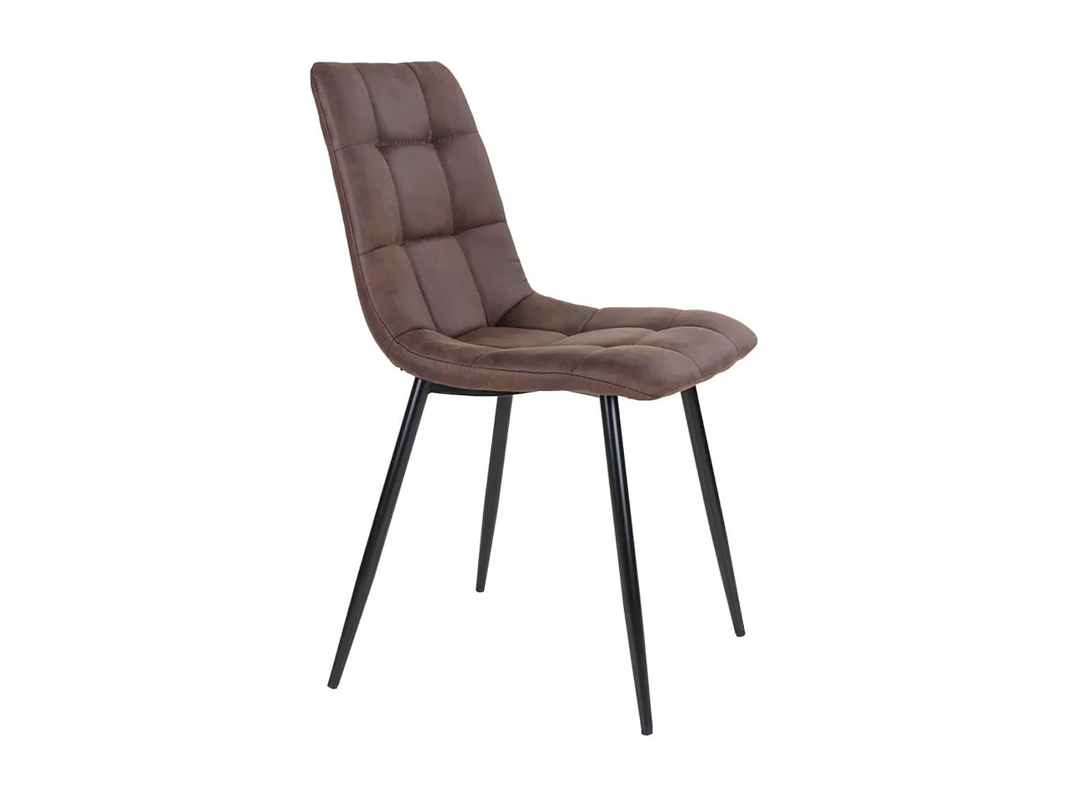 STRIB - Lot de 2 Chaises Tissu Marron Foncé et Piétement Acier