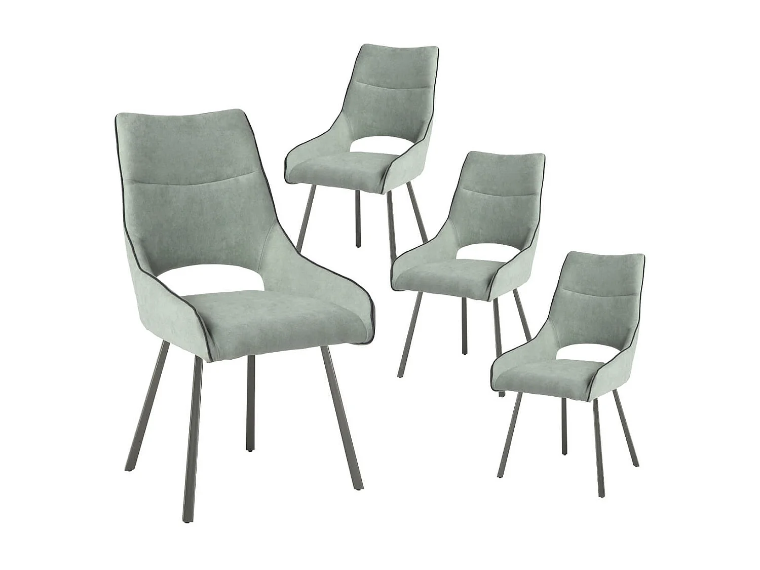 AMADO - Lot de 4 Chaises Tissu Coloris Vert d'Eau