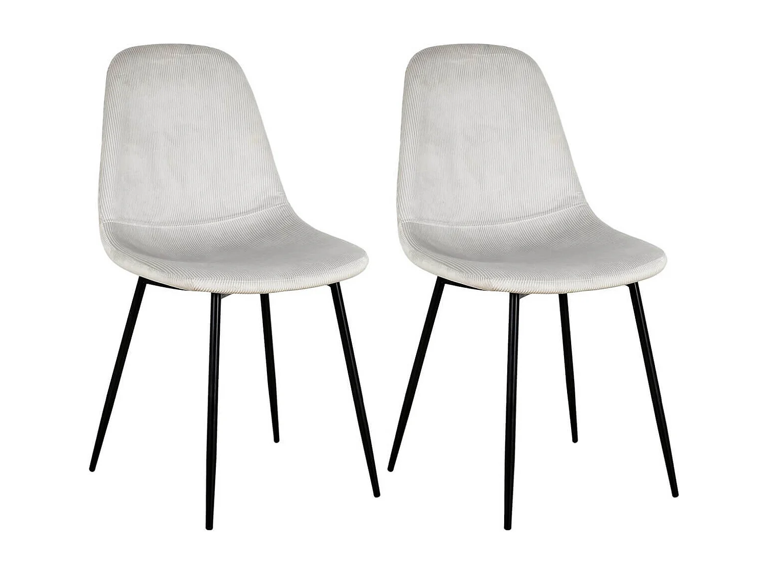 ALESSIA - Lot de 2 Chaises Velours Côtelé Gris Clair