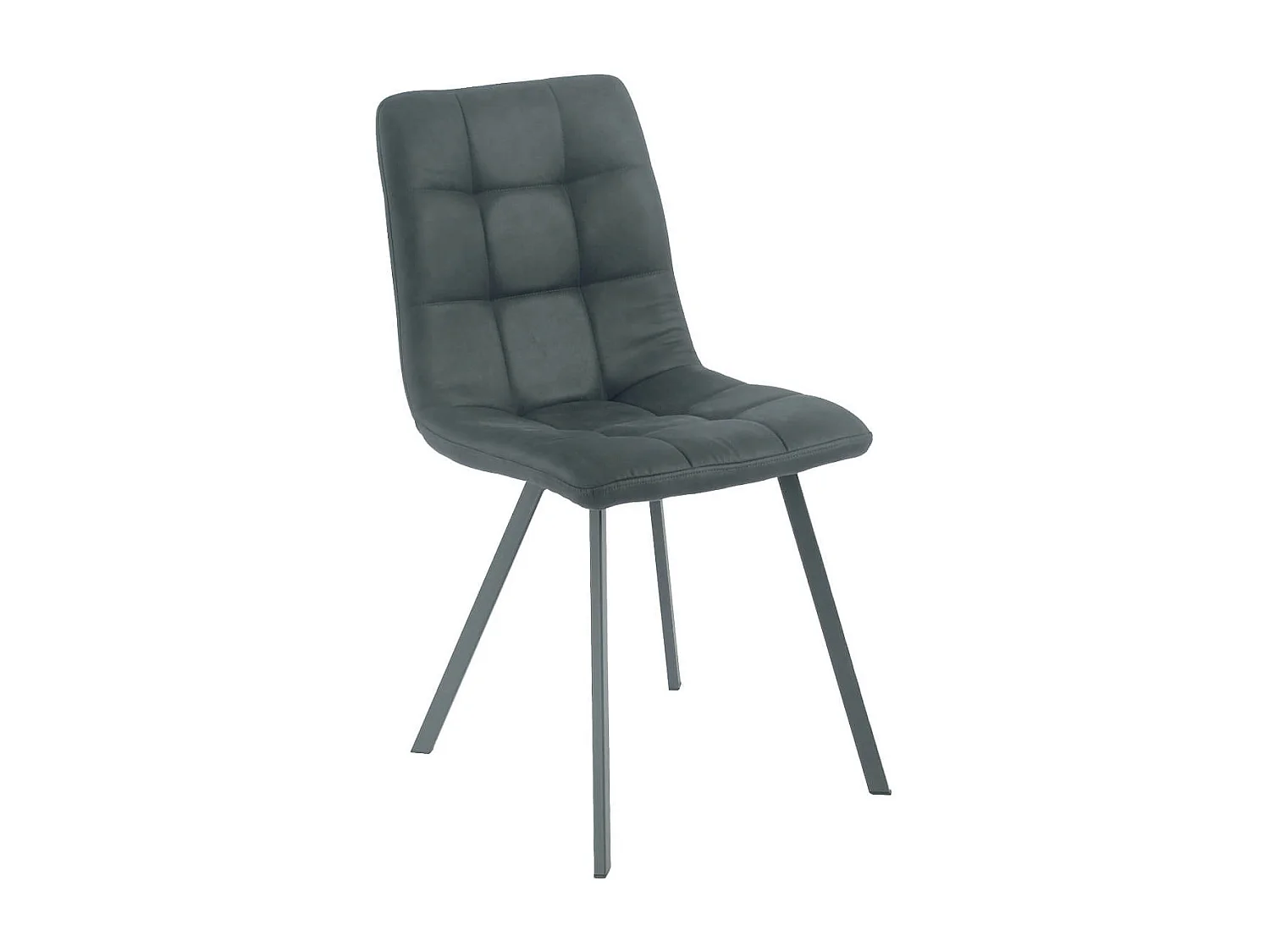 MOA - Lot de 4 Chaises Matelassées Grises Piètement Gris Mat