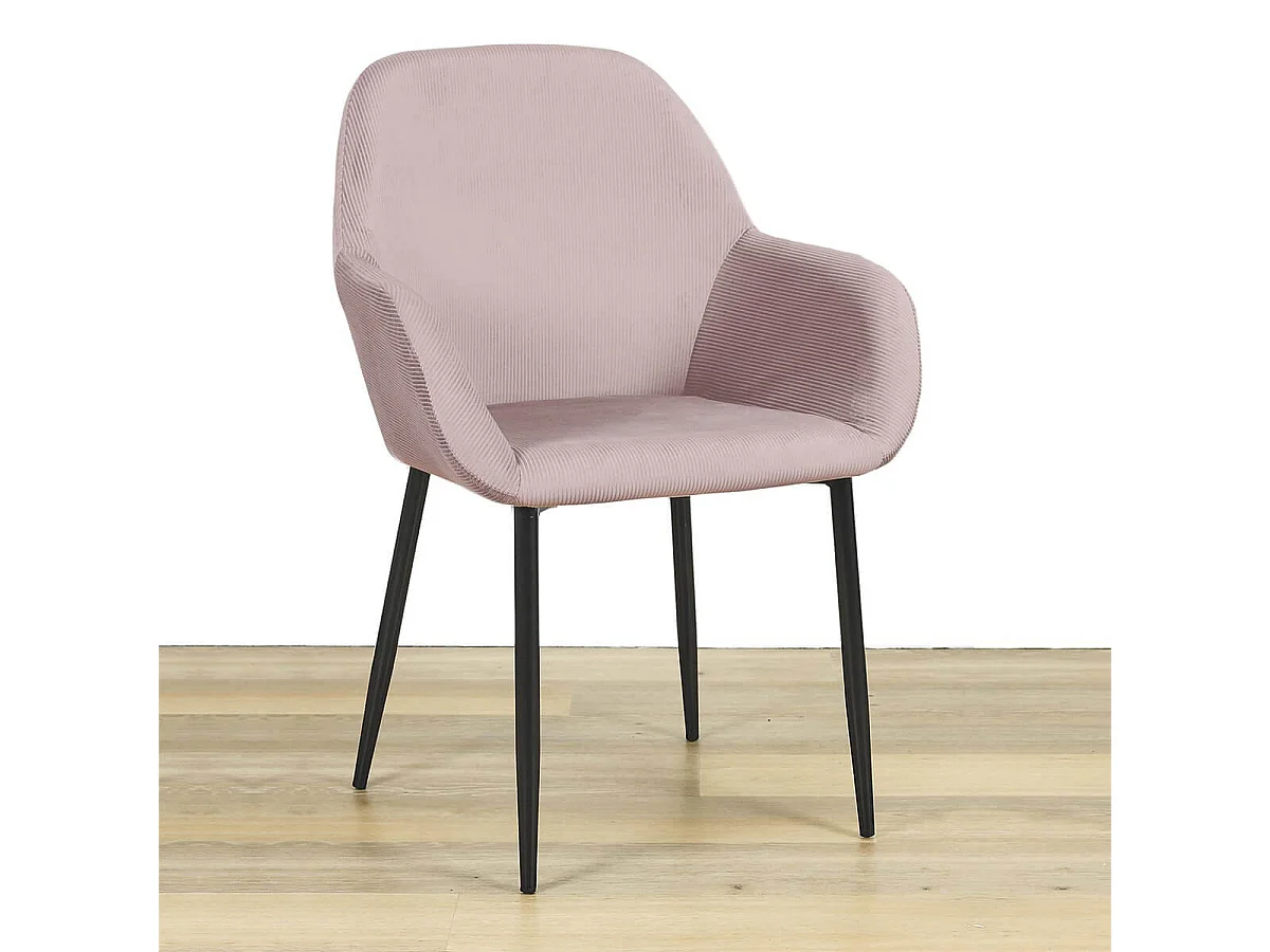 ALESSIA - Lot de 4 Fauteuils Velours Côtelé Rose