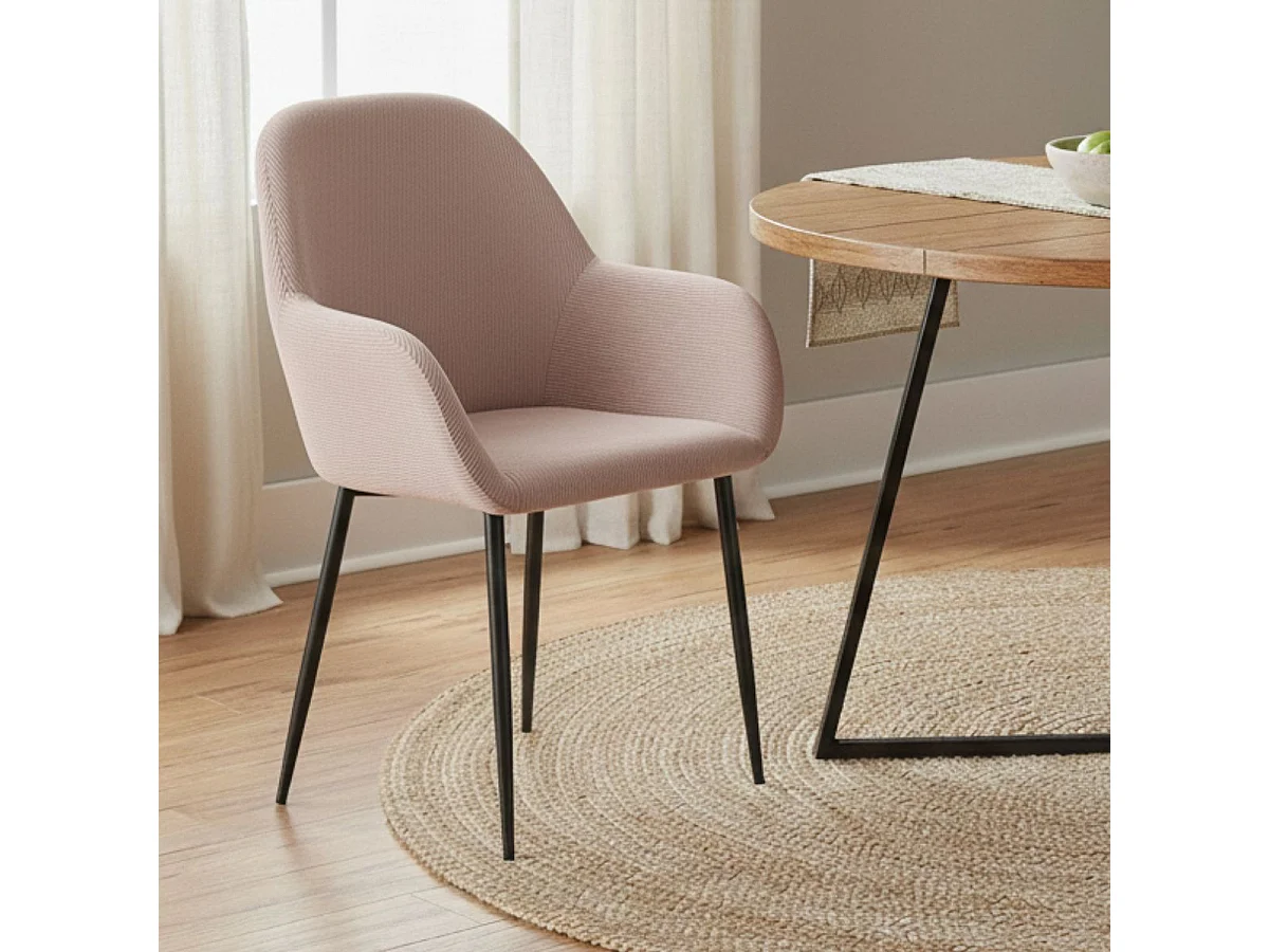 ALESSIA - Lot de 4 Fauteuils Velours Côtelé Rose