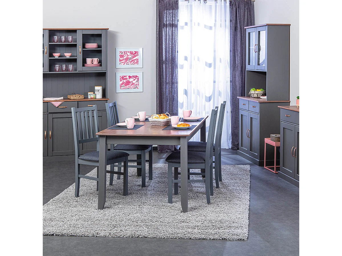 MELINA - Lot de 2 Chaises Bois Massif Gris