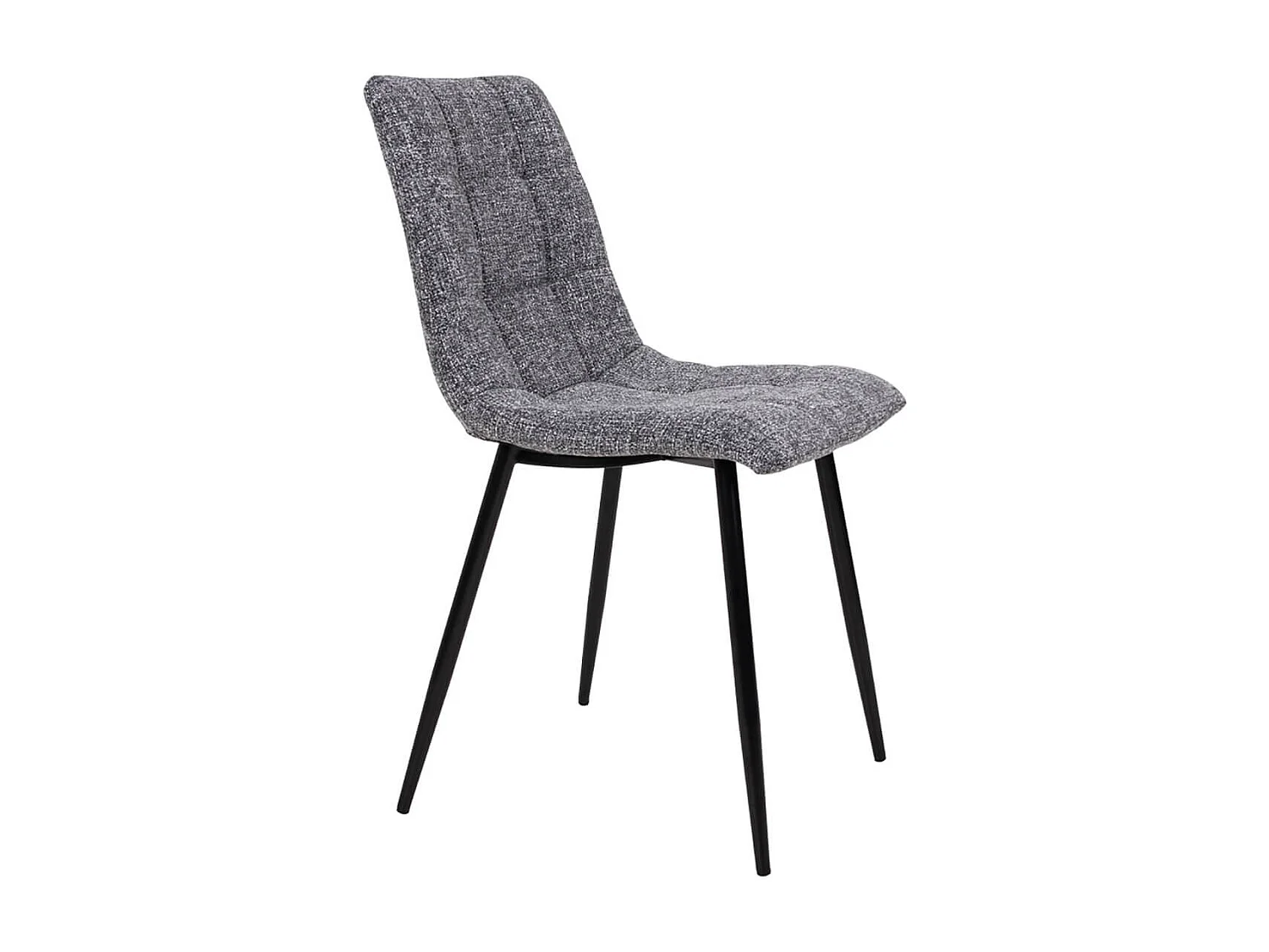 STRIB - Lot de 4 Chaises Tissu Gris Tacheté et Piétement Acier