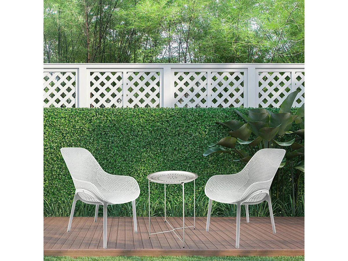 MONICA - Lot de 2 Fauteuils Coque Plastique Blanche