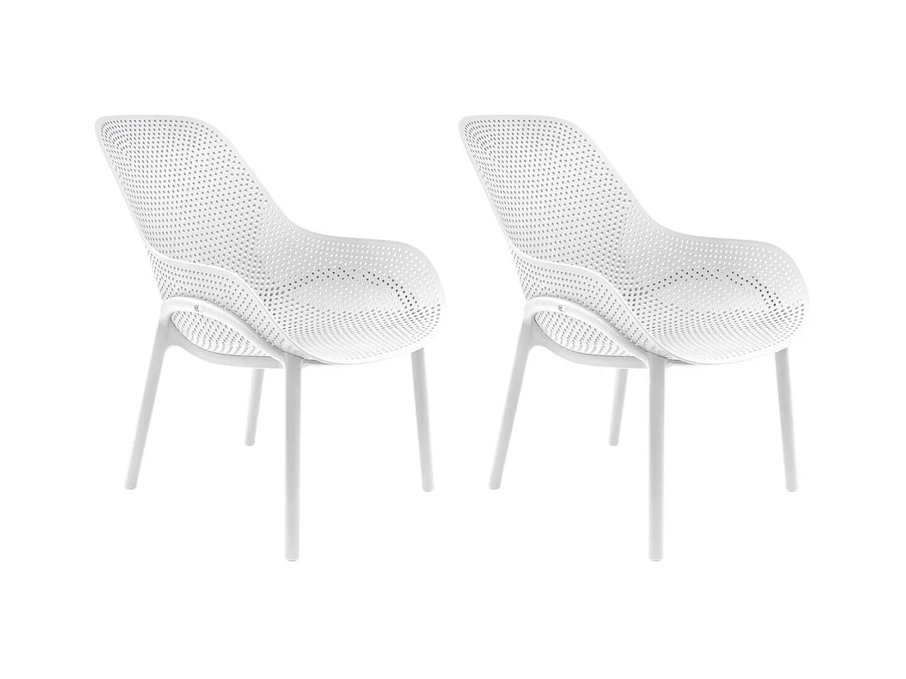 MONICA - Lot de 2 Fauteuils Coque Plastique Blanche