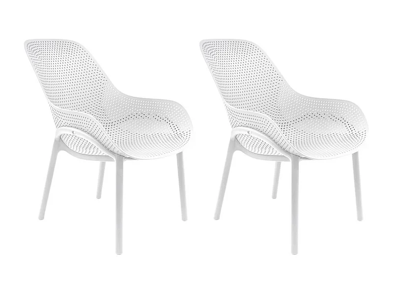 MONICA - Lot de 2 Fauteuils Coque Plastique Blanche