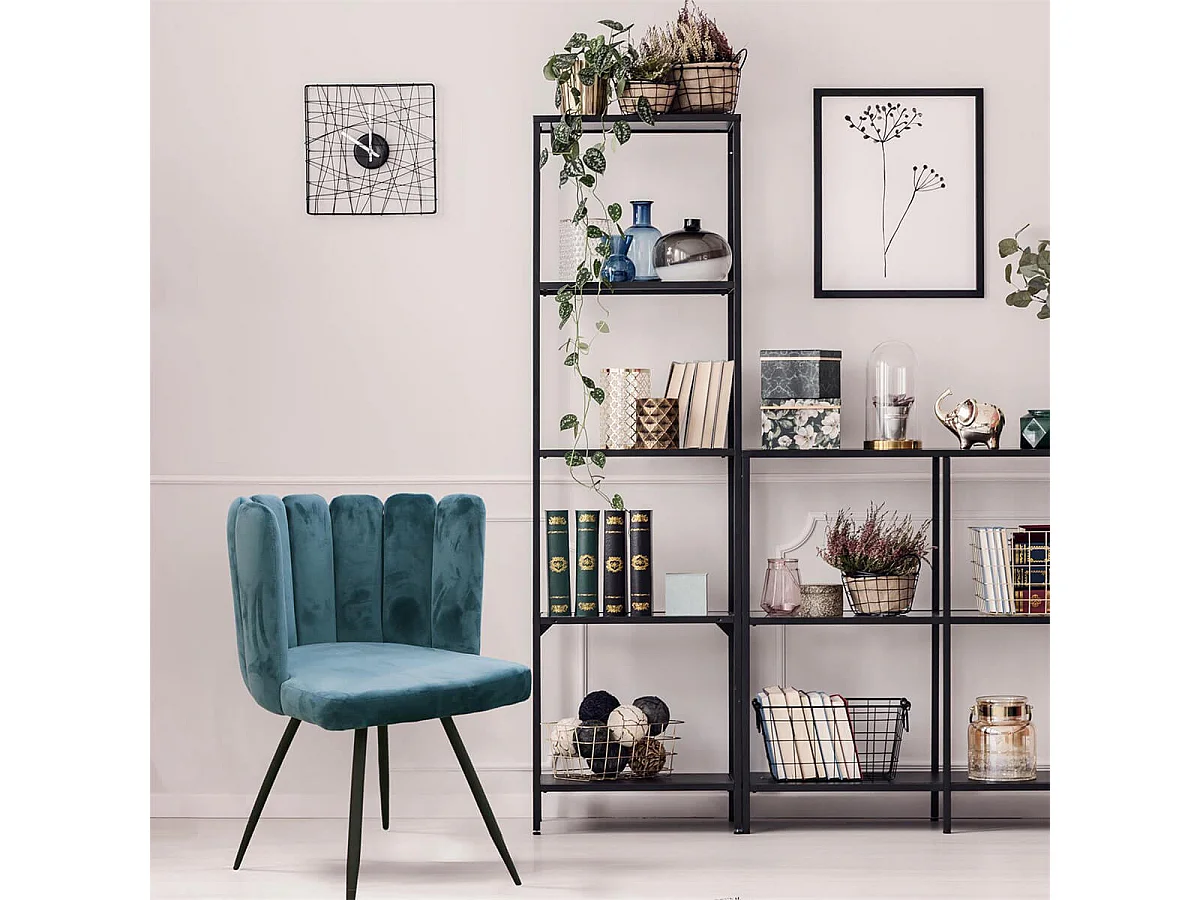 CHARLOTTE - Lot de 6 Chaises Velours Bleu