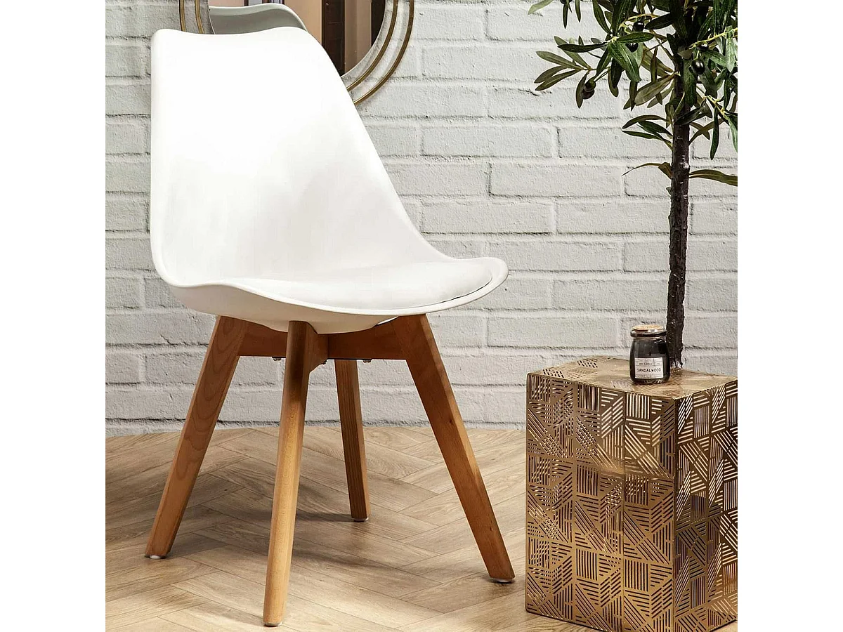 MEDALINE - Lot de 2 Chaises Scandinaves Blanches