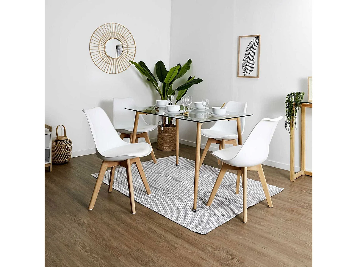 MEDALINE - Lot de 2 Chaises Scandinaves Blanches