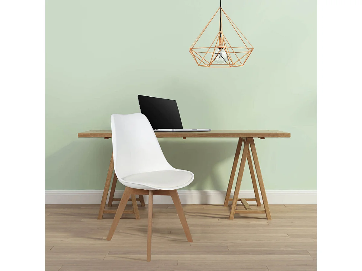 MEDALINE - Lot de 2 Chaises Scandinaves Blanches