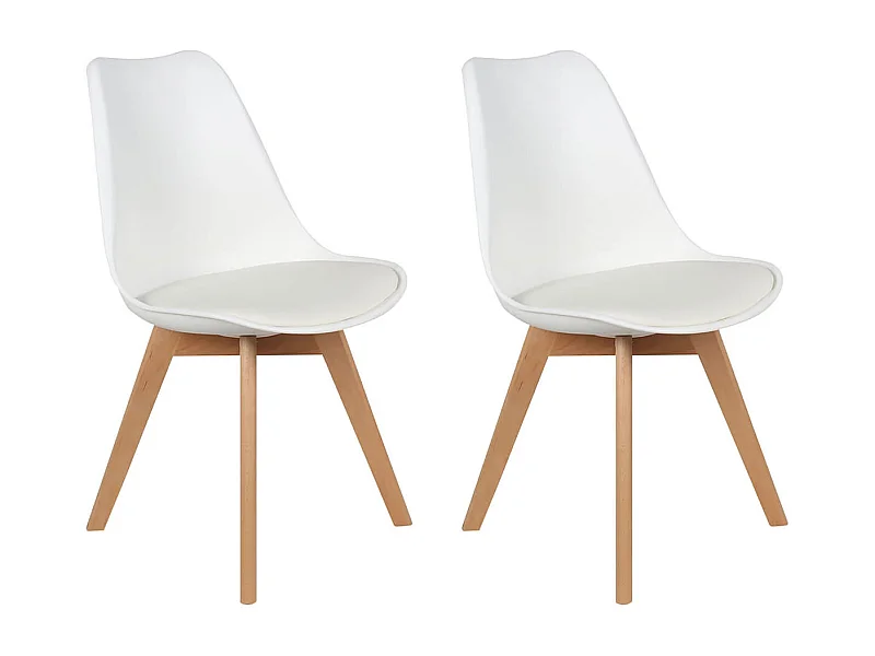 MEDALINE - Lot de 2 Chaises Scandinaves Blanches