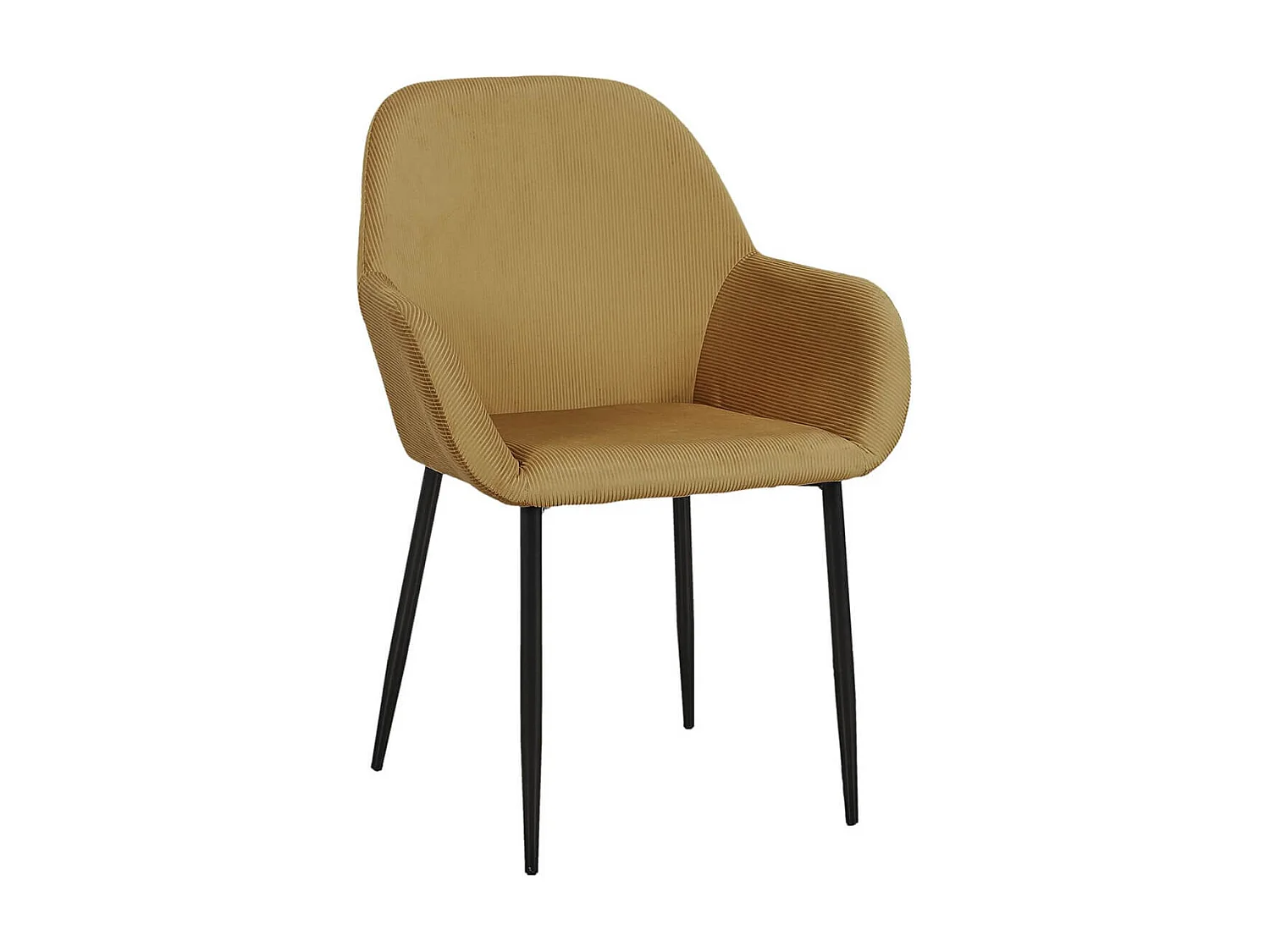 ALESSIA - Lot de 6 Fauteuils Velours Côtelé Jaune Moutarde